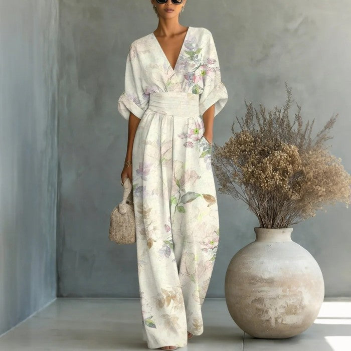 Novalie – Højtaljet jumpsuit med V-hals