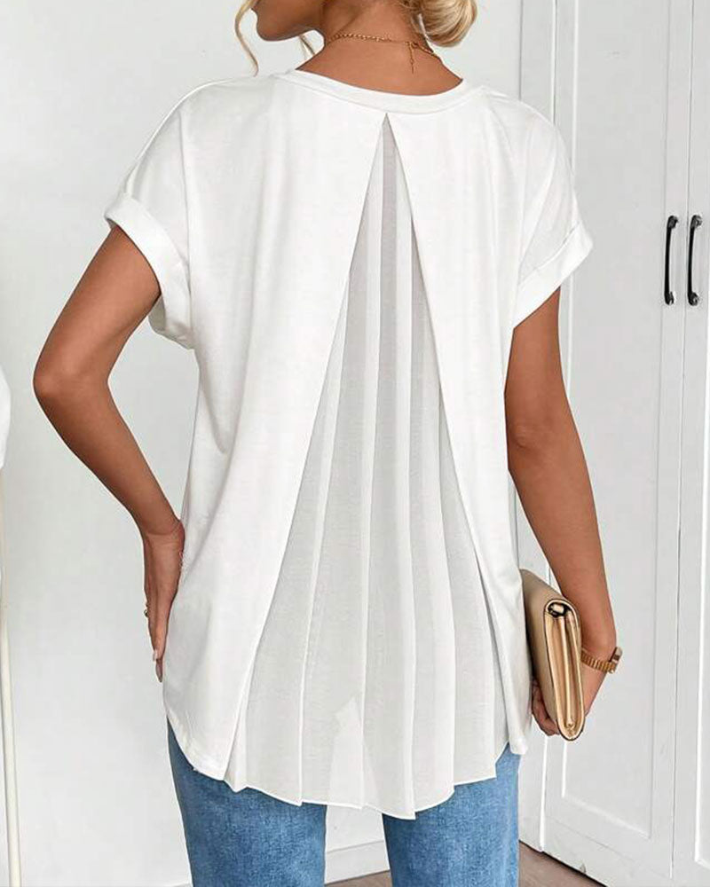 Kortærmet T-shirt med monokromt patchwork