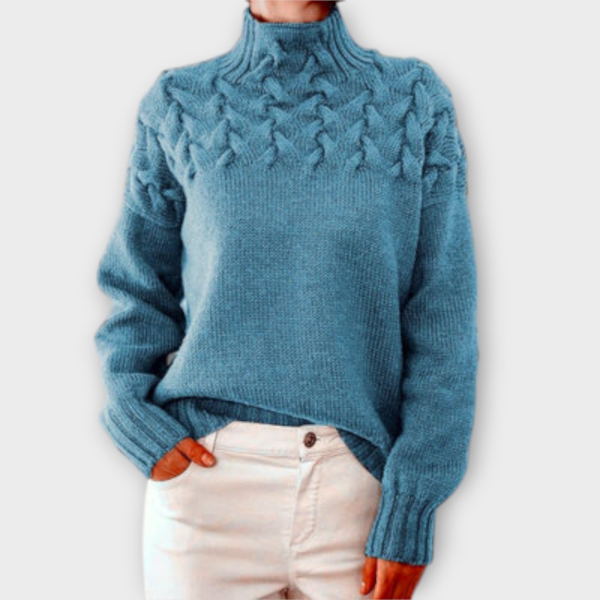 Reema™ - Blød damepullover med fletstrik