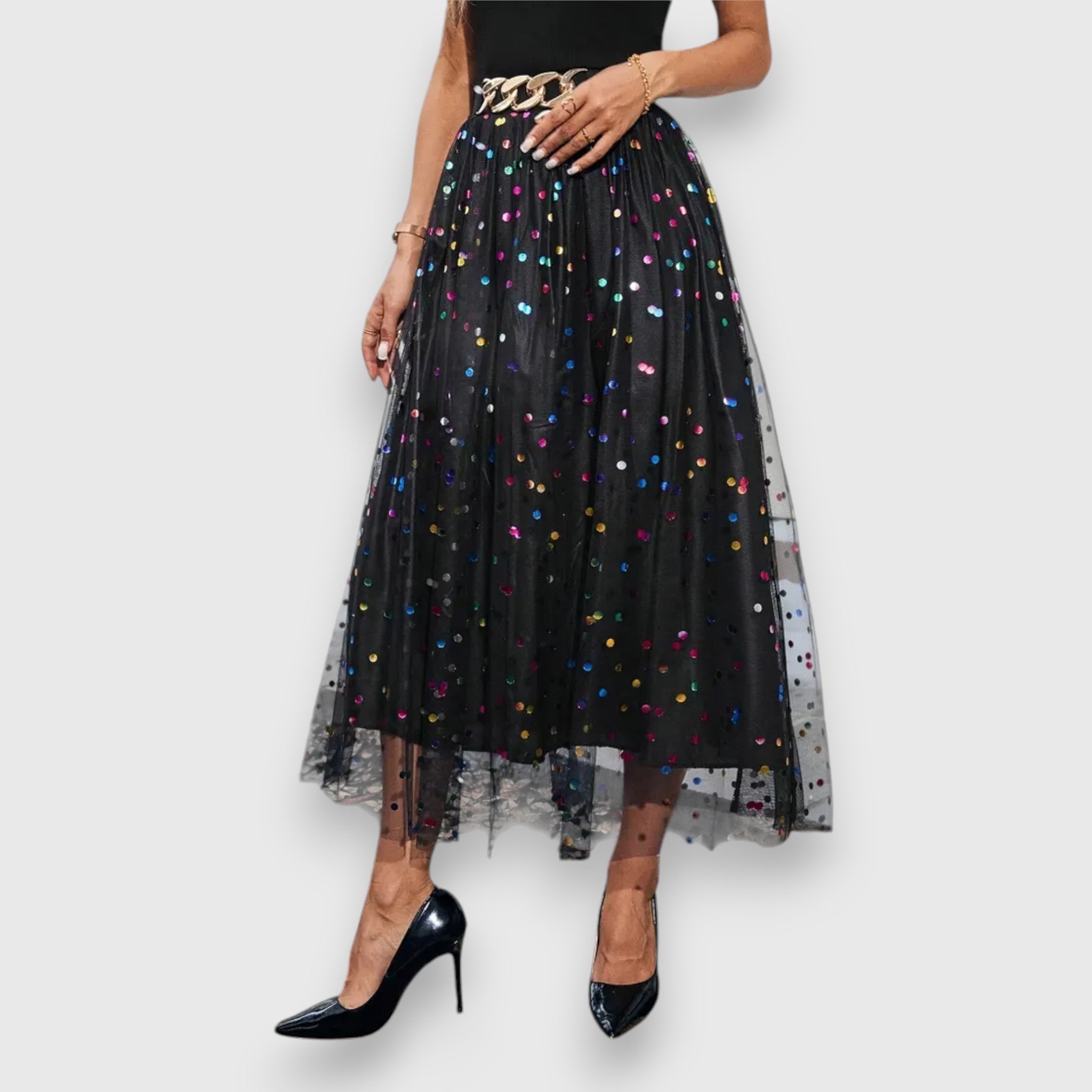 Darla™- Farverig polka dot nederdel