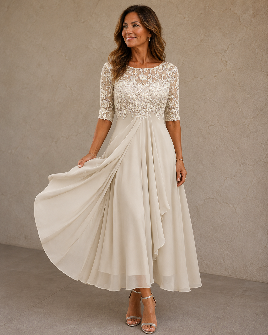 Lioras – Elegant kjole med blonder og chiffon