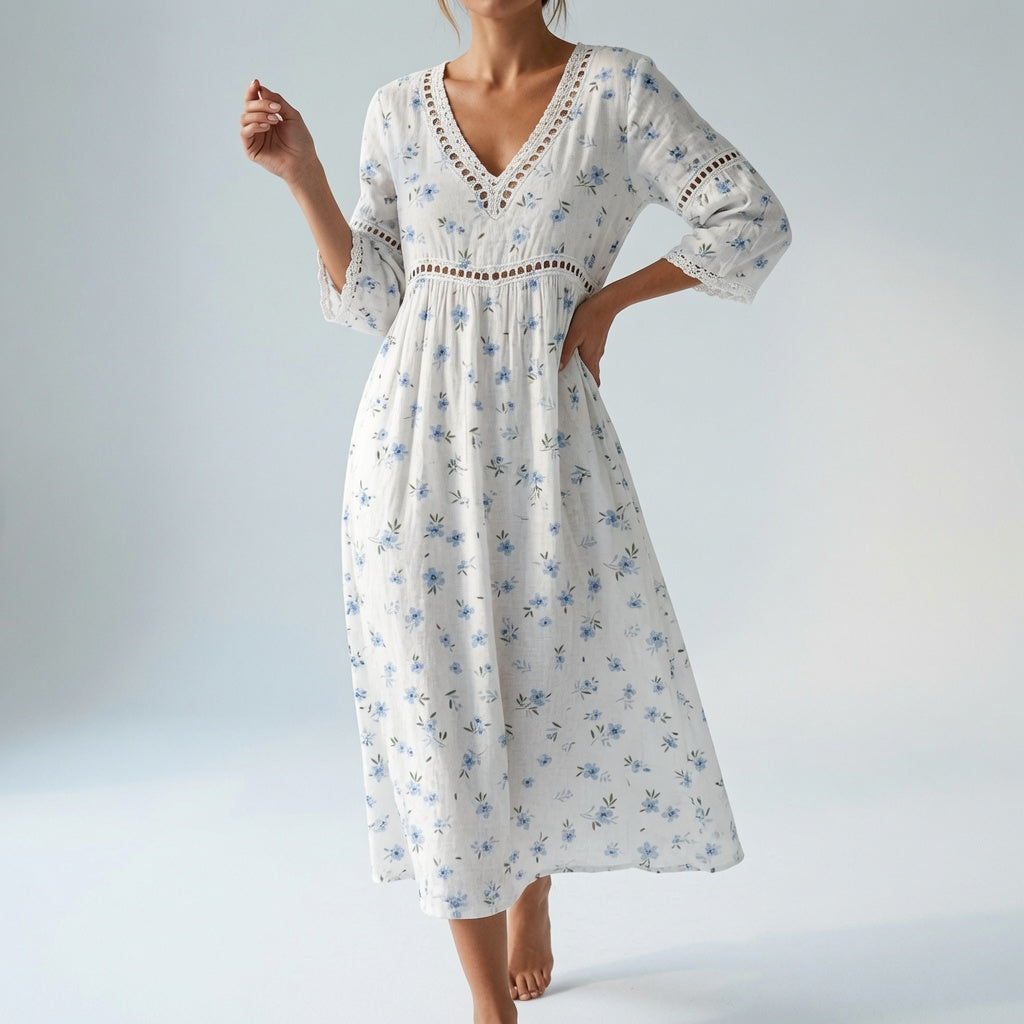 Maricella – Romantisk midikjole med blomsterprint
