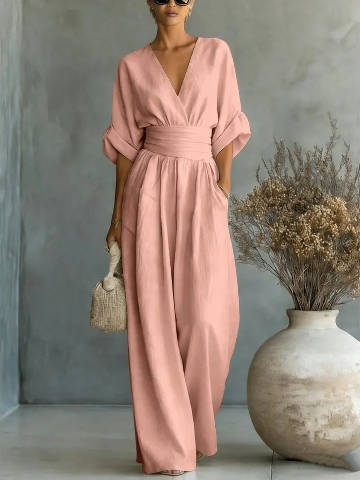 Gerika – Elegant jumpsuit med slå-om-front