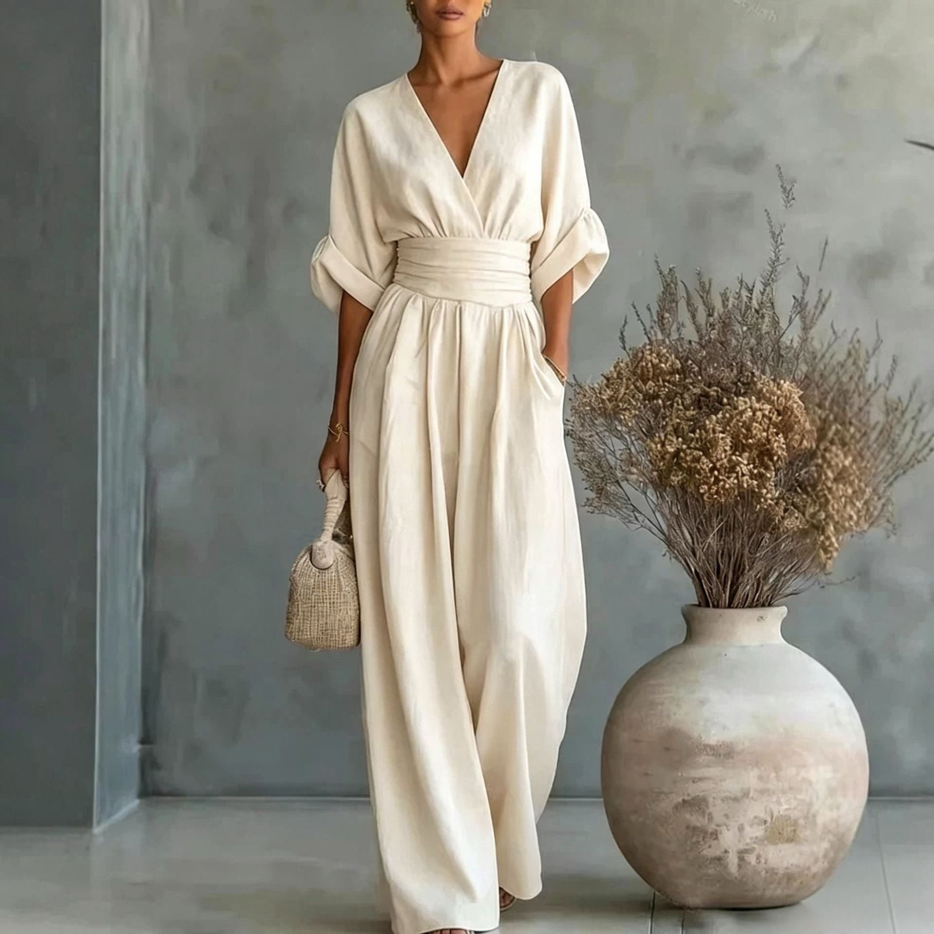Gerika – Elegant jumpsuit med slå-om-front