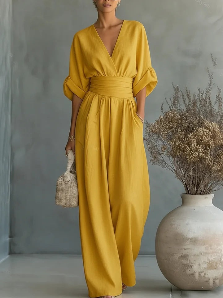 Gerika – Elegant jumpsuit med slå-om-front