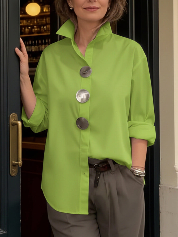 Mirella – Oversized Bluse Med Statementknapper