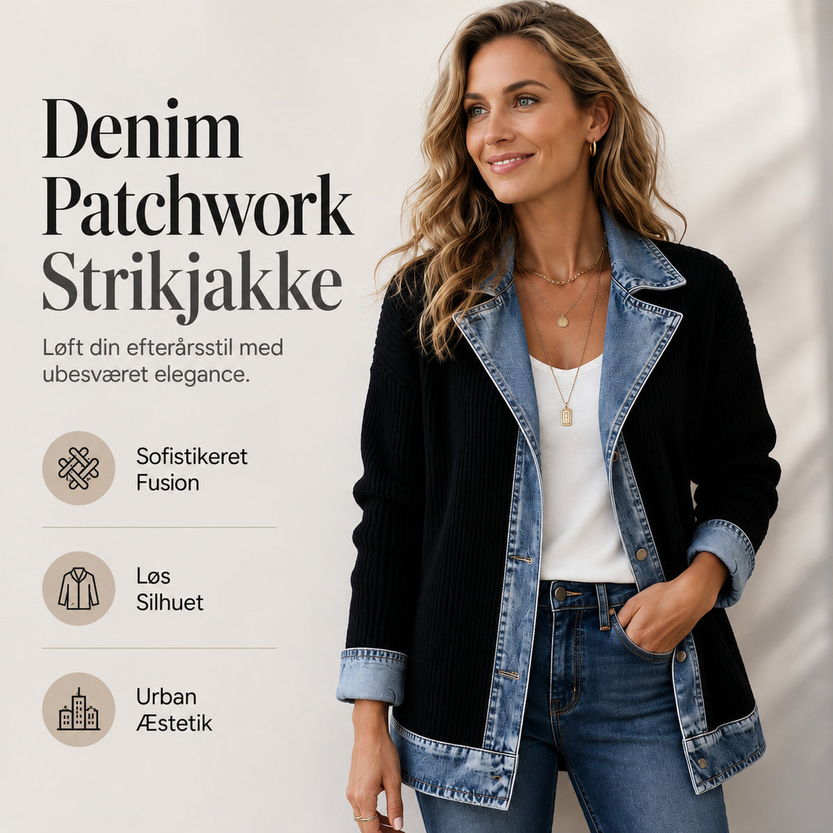 Freja – Denimjakke med ribstrik