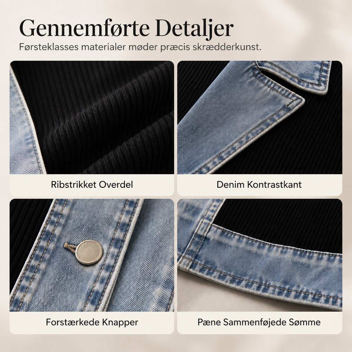 Freja – Denimjakke med ribstrik