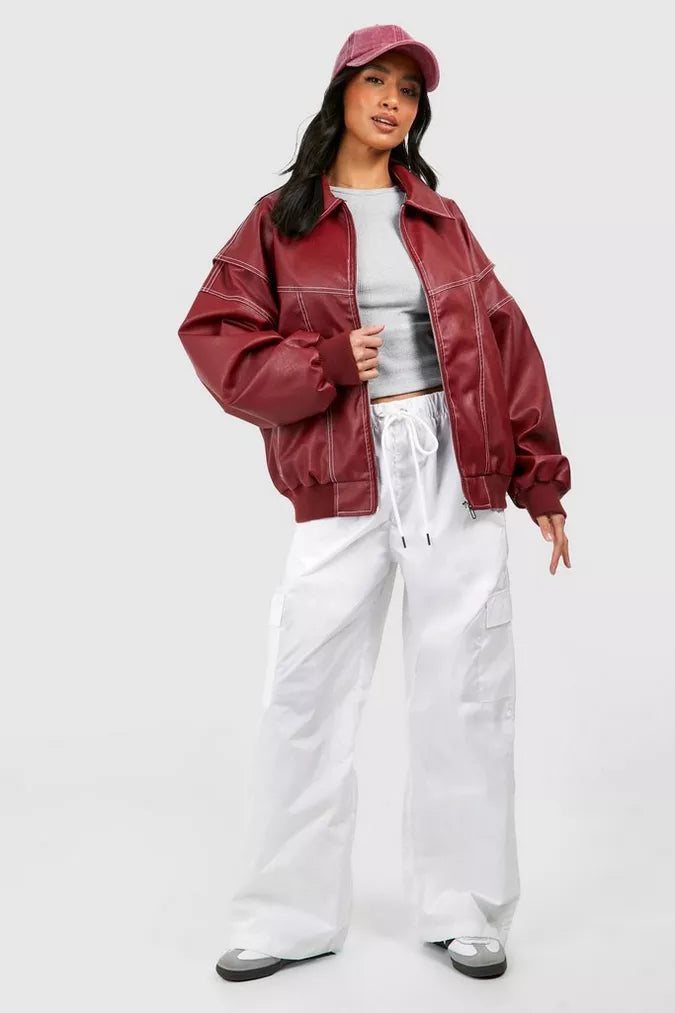 Amanda – Trendy rød læderjakke