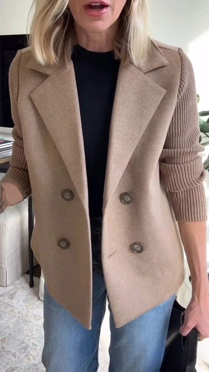 Lenora™ | Elegant Blazer med Strikkede Ærmer