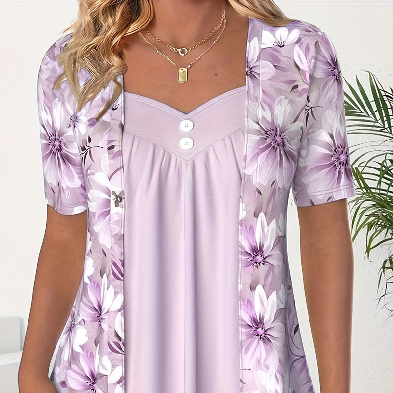 Nellie – Blomstret patchwork-top