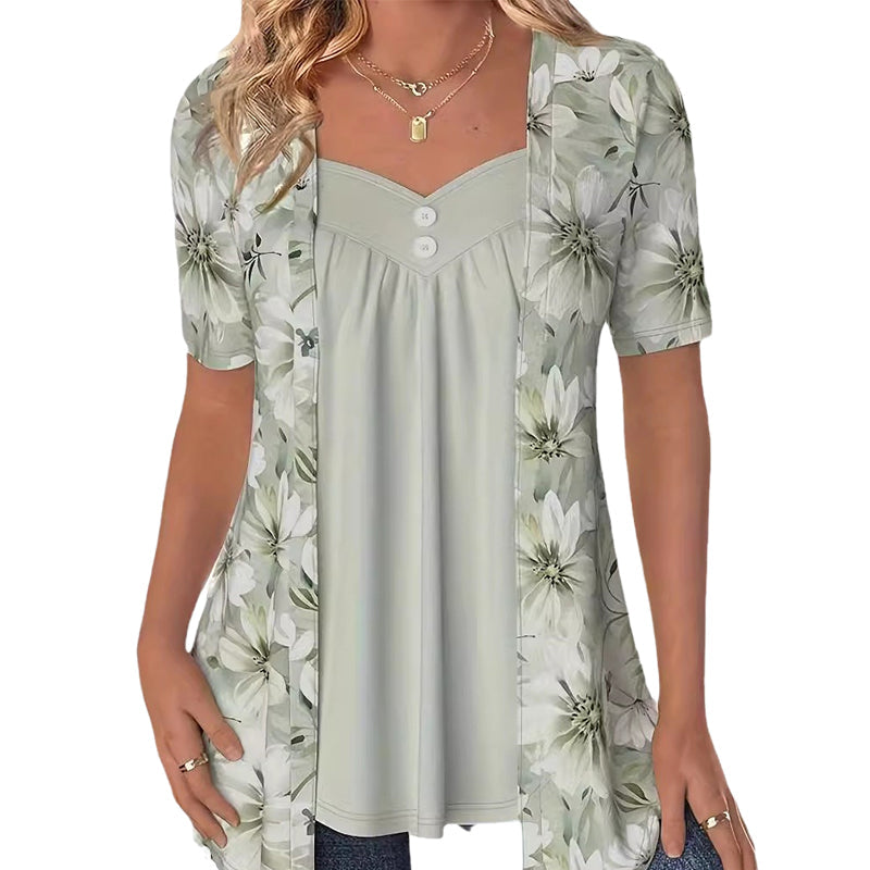 Nellie – Blomstret patchwork-top