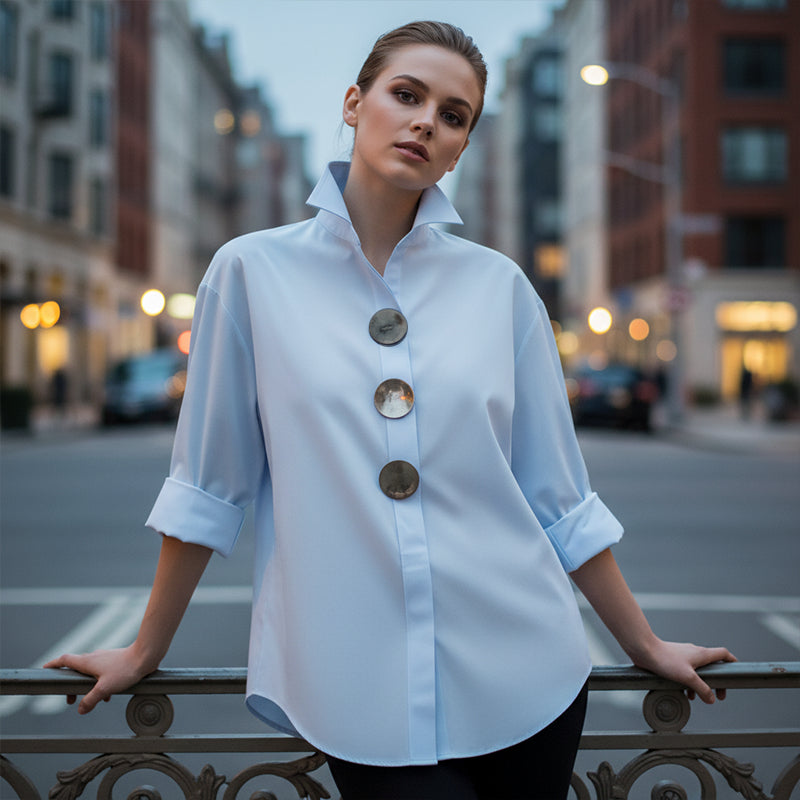 Mirella – Oversized Bluse Med Statementknapper