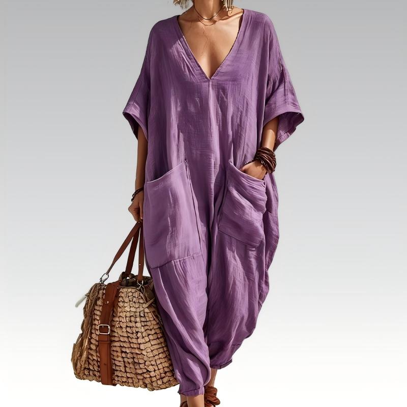 Liv – Løs sommerjumpsuit med V-hals