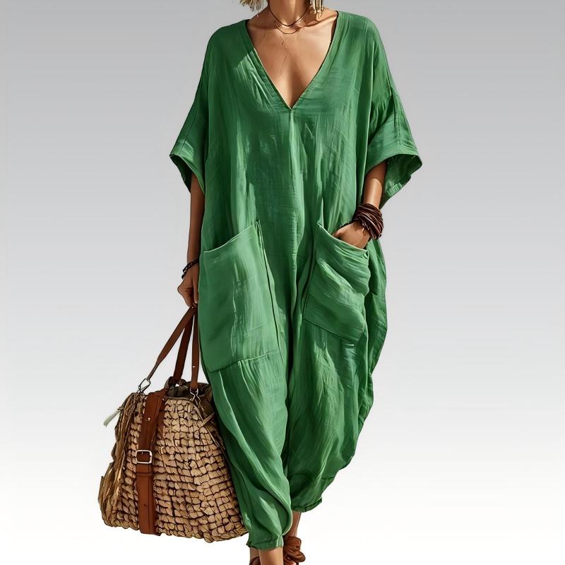 Liv – Løs sommerjumpsuit med V-hals