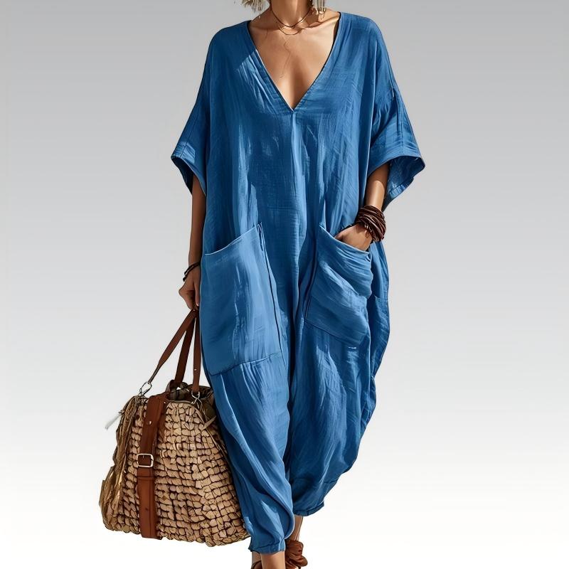 Liv – Løs sommerjumpsuit med V-hals