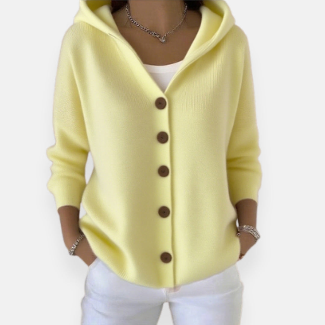 Élora | Strikket cardigan med hætte og knapper