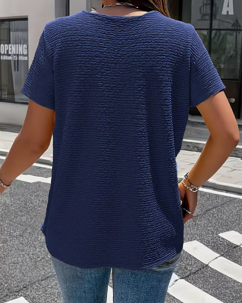 T-shirt med Peter Pan-krave med tre knapper