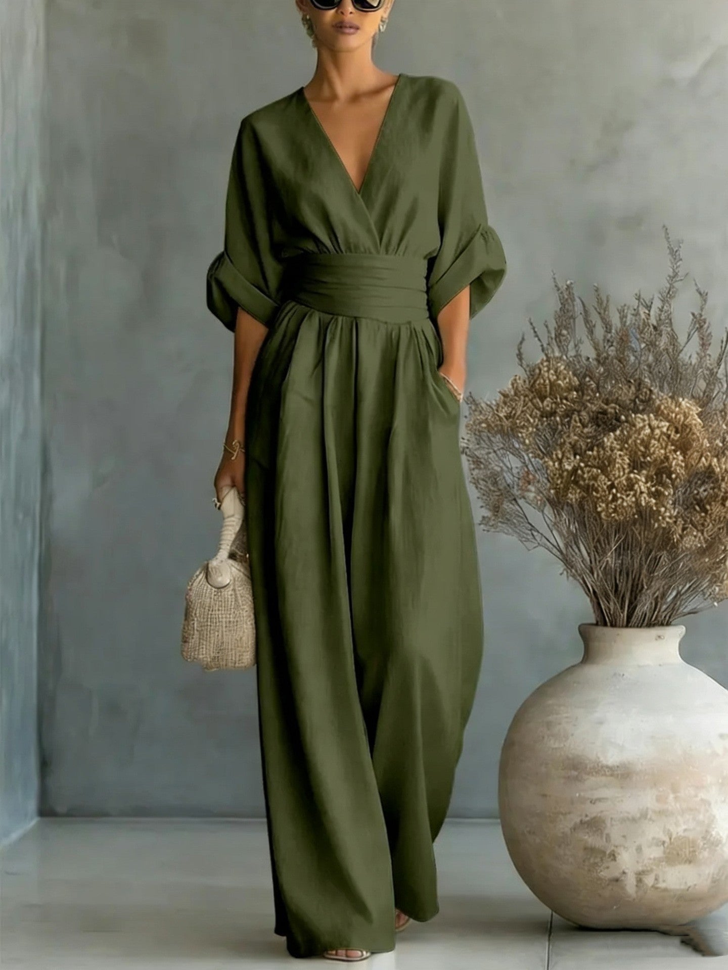 Gerika – Elegant jumpsuit med slå-om-front