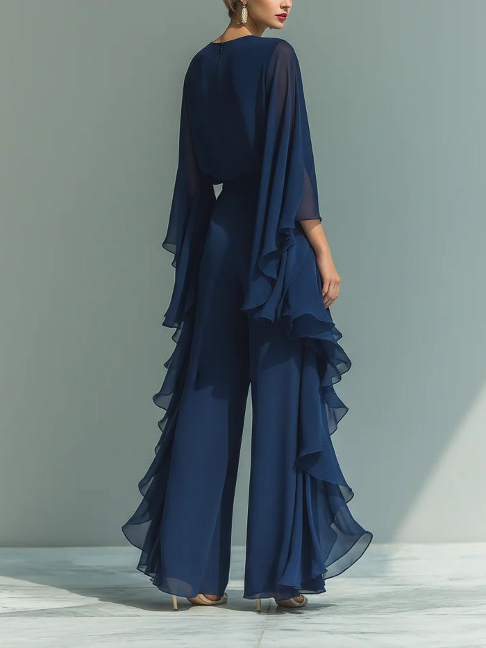 Marie | Elegant chiffon-sæt med flæser