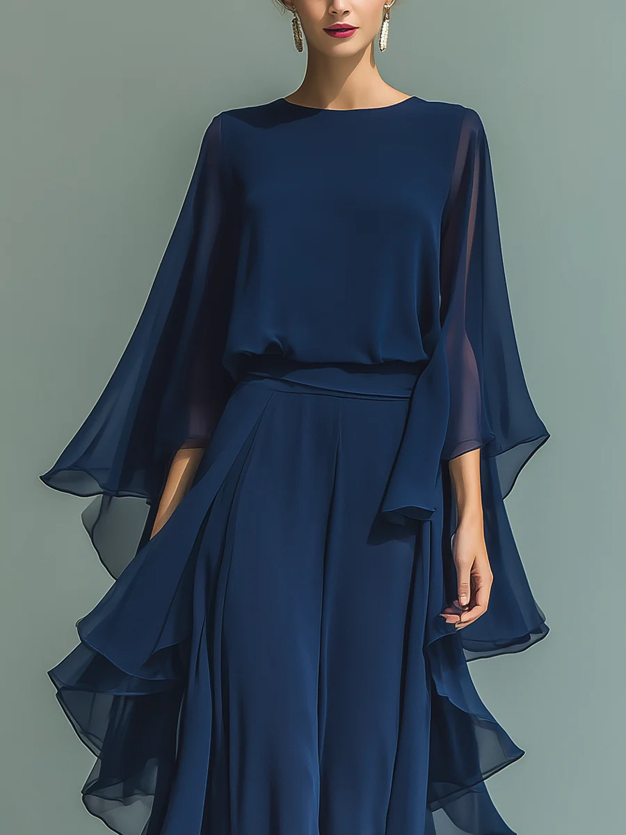 Marie | Elegant chiffon-sæt med flæser