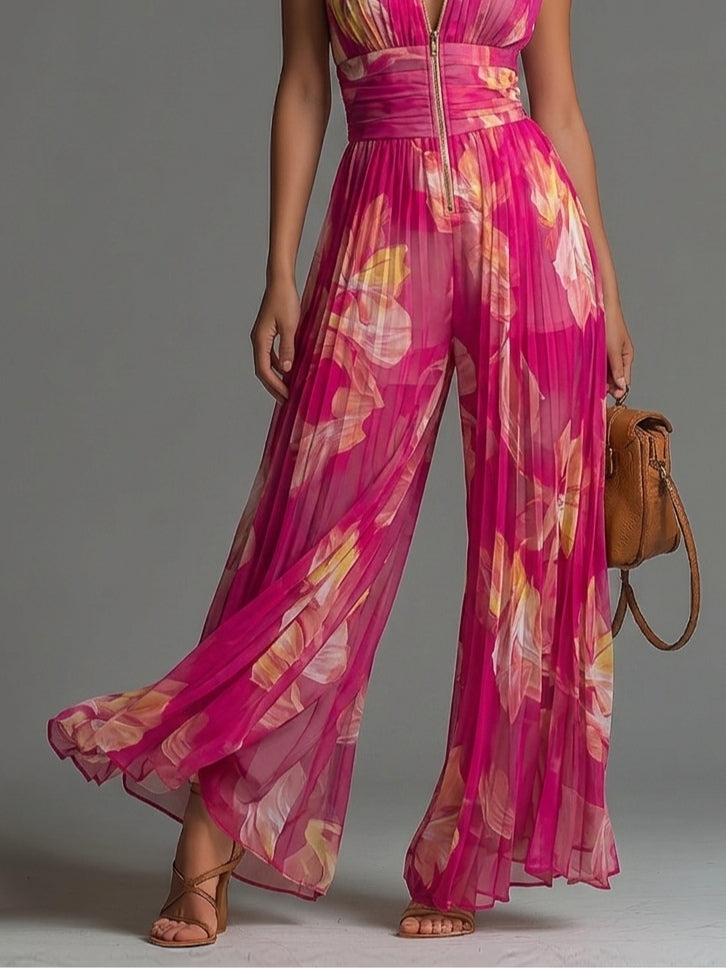 Rosalia – Blomstret jumpsuit med vidde ben