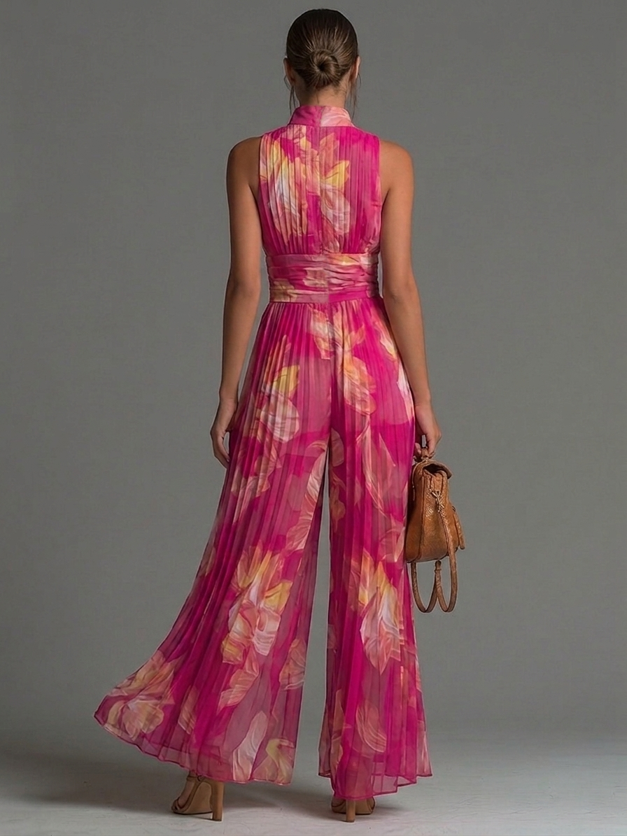 Rosalia – Blomstret jumpsuit med vidde ben