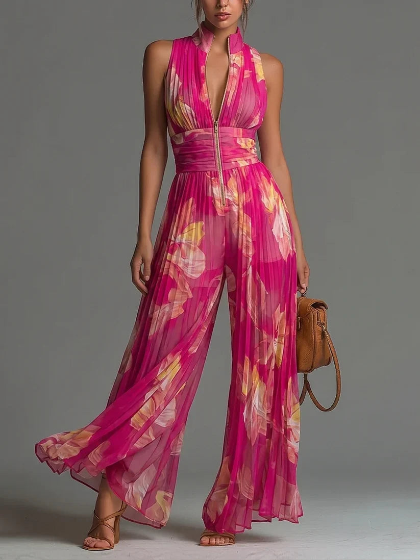 Rosalia – Blomstret jumpsuit med vidde ben