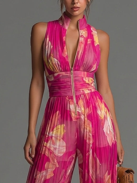 Rosalia – Blomstret jumpsuit med vidde ben