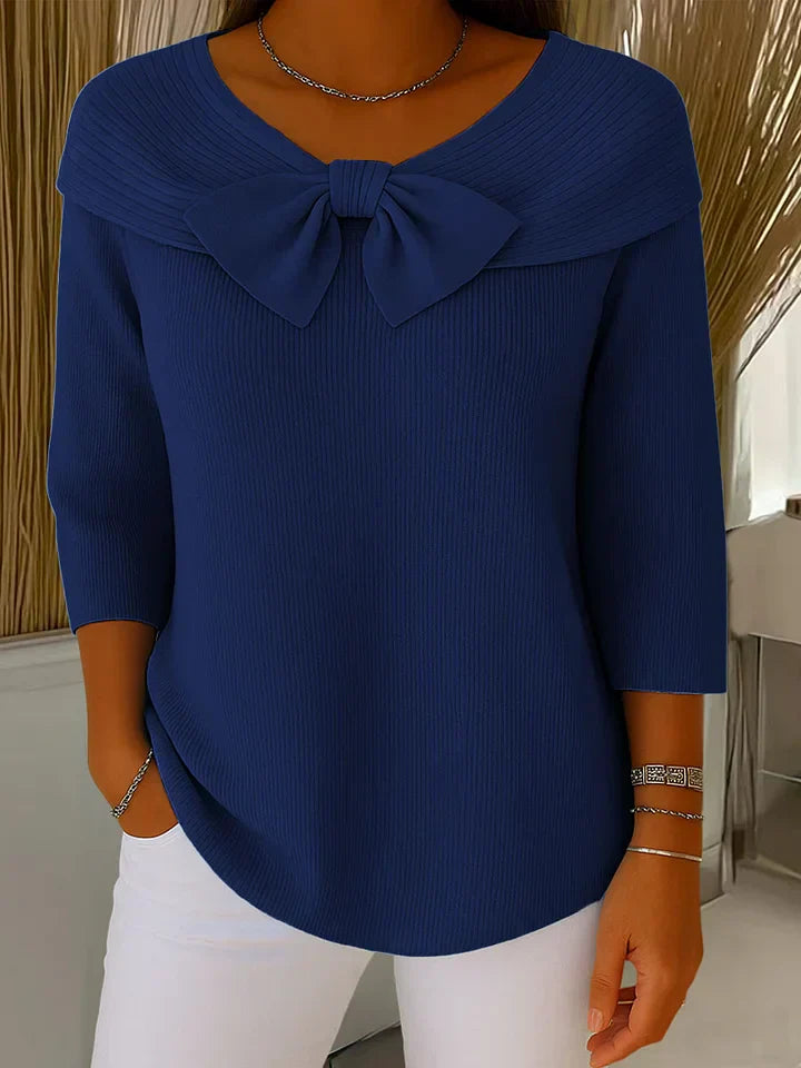 Mylie – Strikket Bluse med Rund Hals