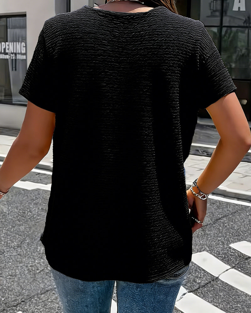 T-shirt med Peter Pan-krave med tre knapper