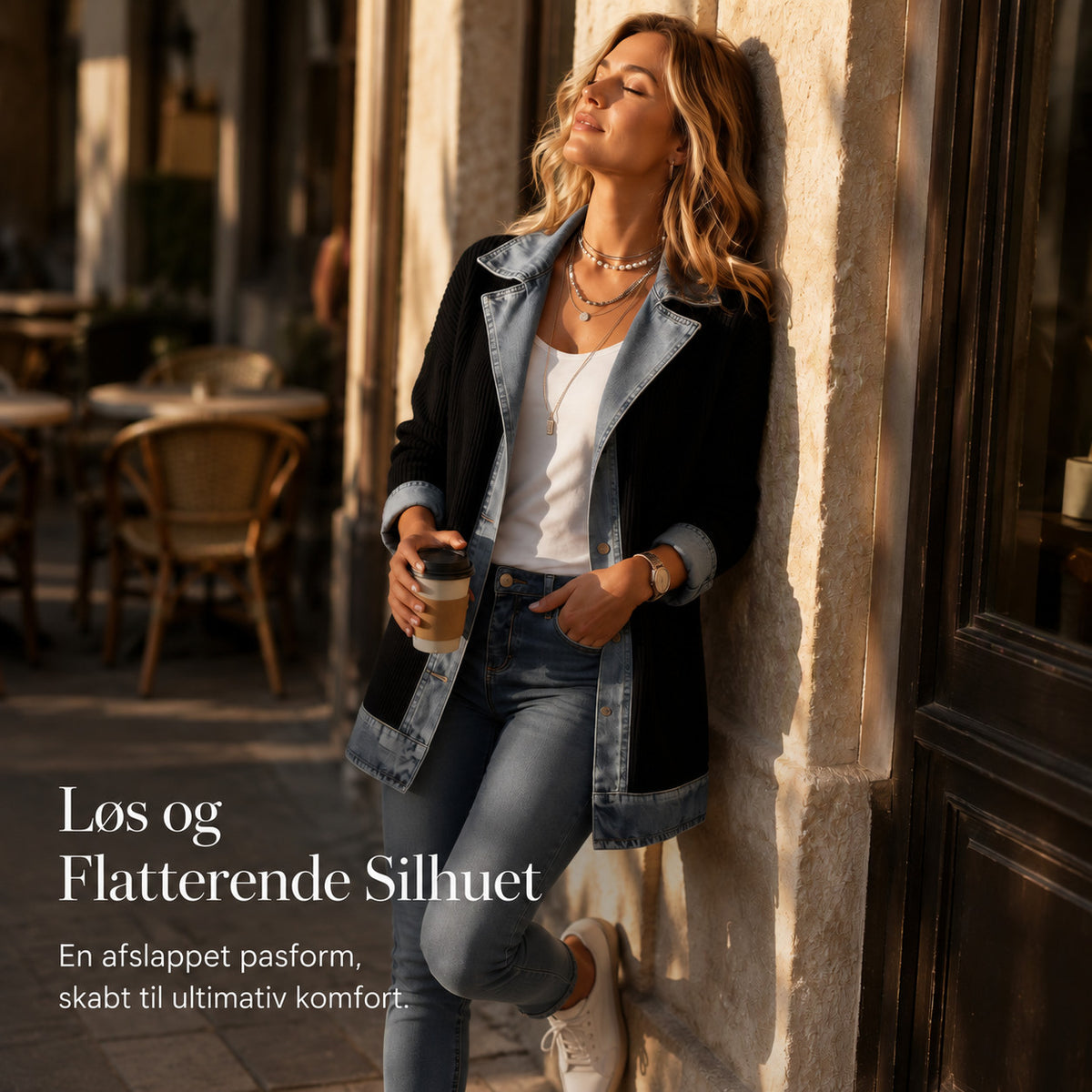 Freja – Denimjakke med ribstrik