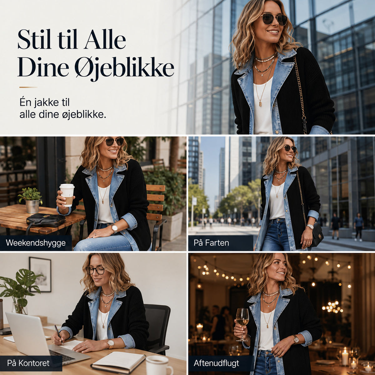 Freja – Denimjakke med ribstrik