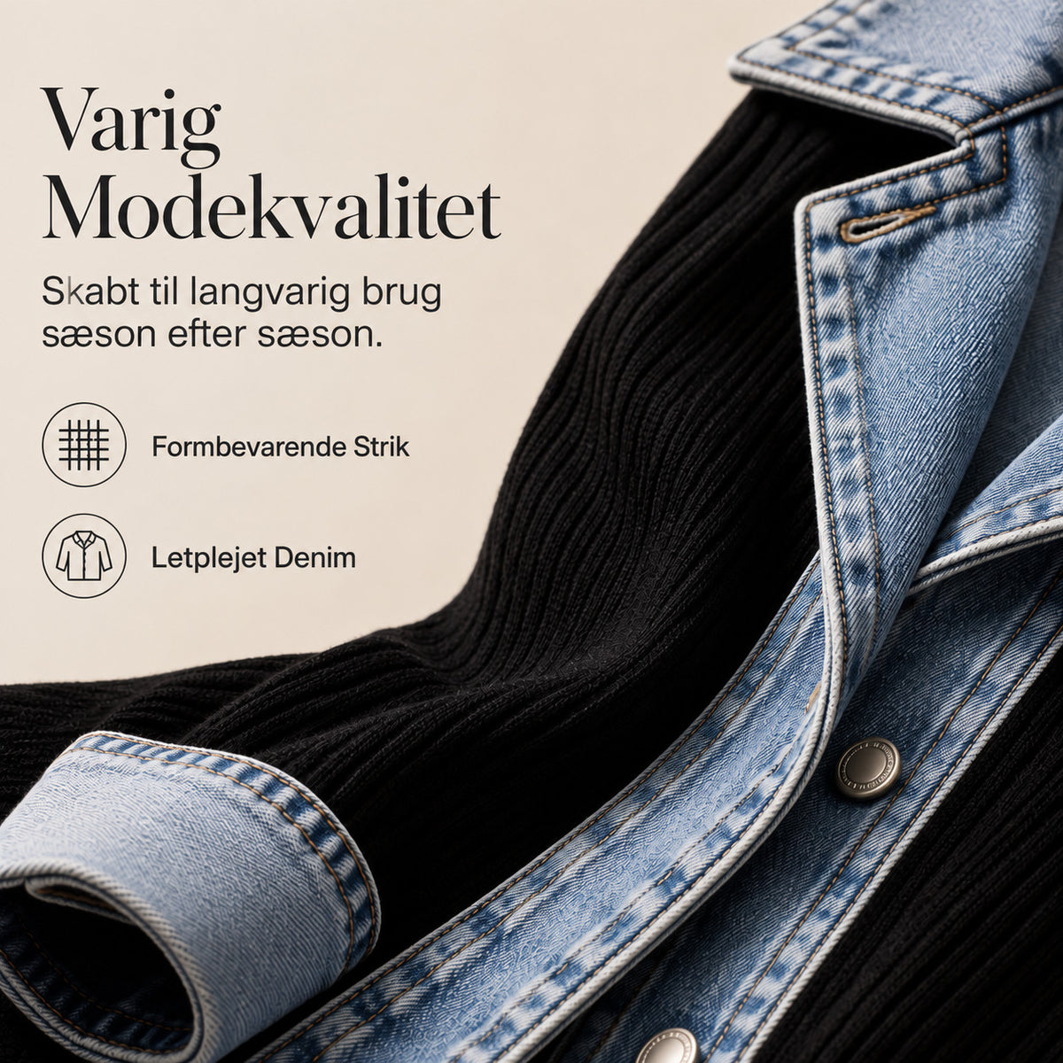 Freja – Denimjakke med ribstrik