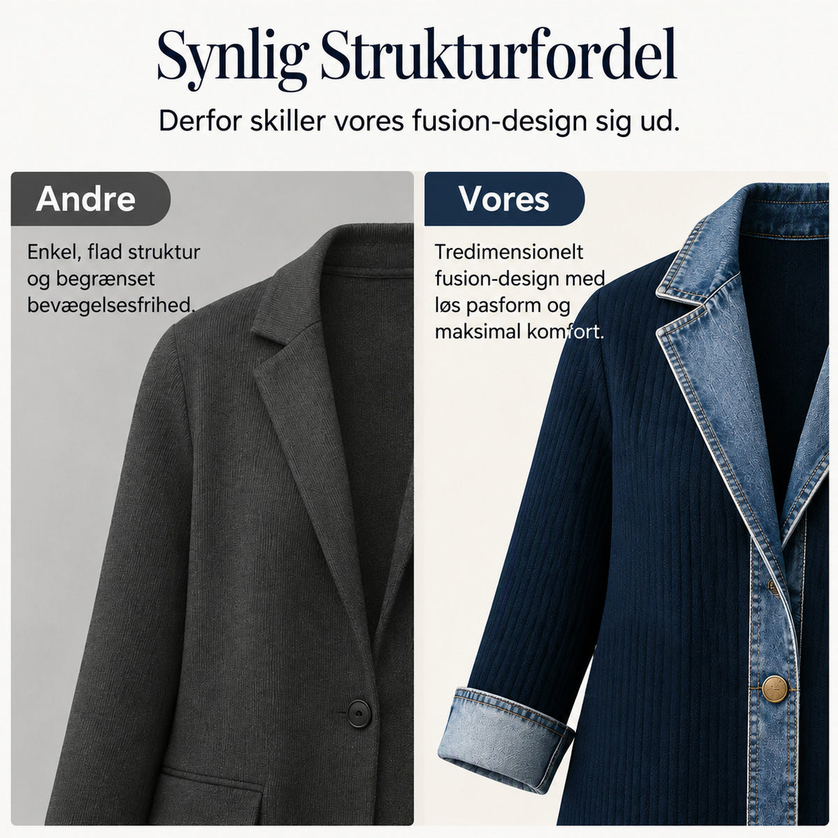 Freja – Denimjakke med ribstrik