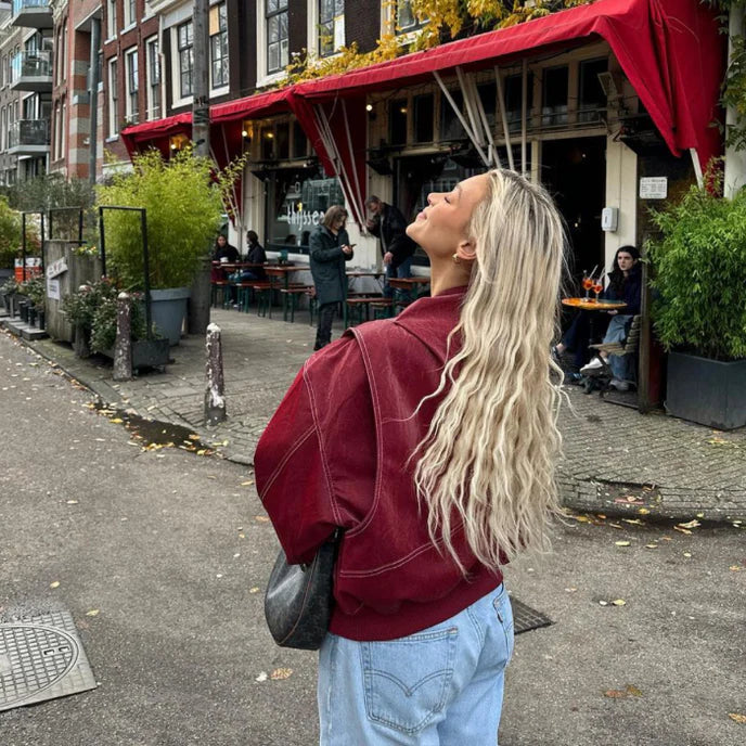 Amanda – Trendy rød læderjakke