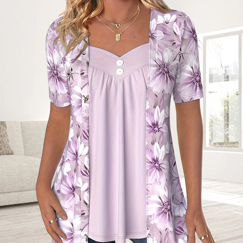 Nellie – Blomstret patchwork-top