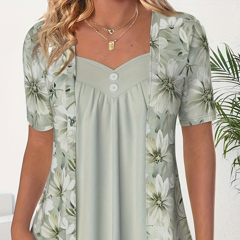 Nellie – Blomstret patchwork-top
