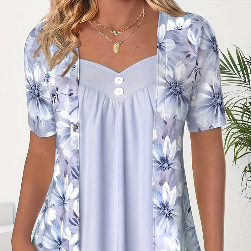 Nellie – Blomstret patchwork-top