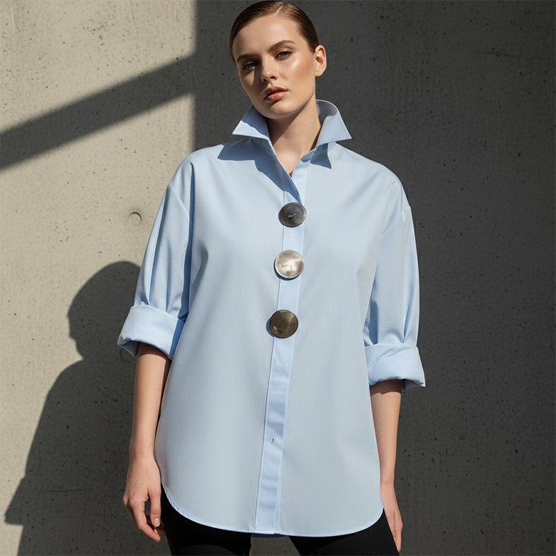 Mirella – Oversized Bluse Med Statementknapper