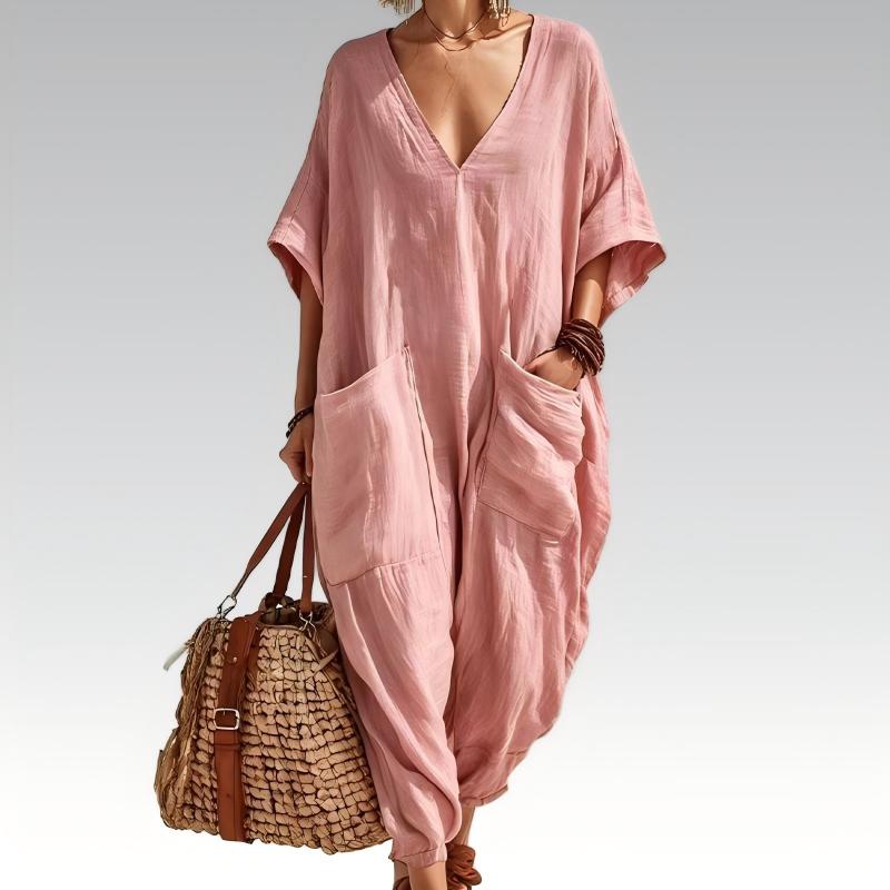 Liv – Løs sommerjumpsuit med V-hals