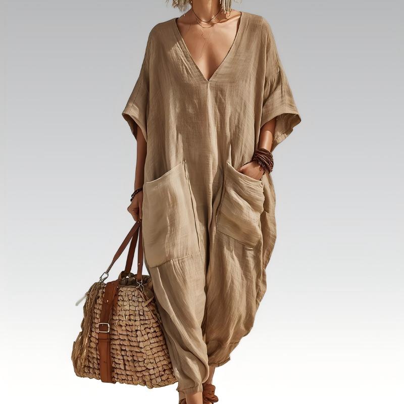 Liv – Løs sommerjumpsuit med V-hals