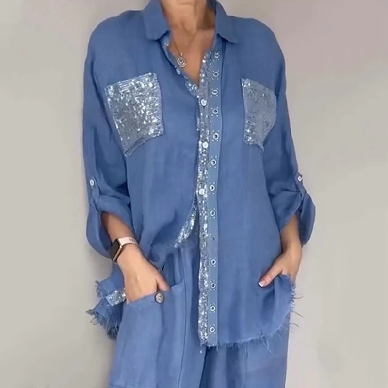 Lesia – Elegant sæt med bluse og bukser